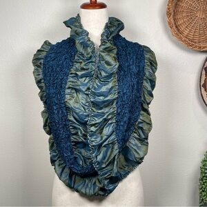Unique Sévya Handmade Eternity Silk Blend Scarf Crinkle Ruffle Wrap Shawl Top